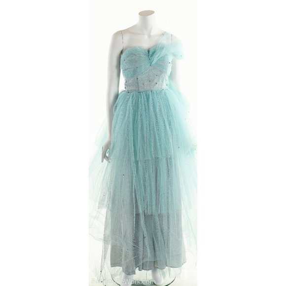 50's Tulle Dress, 1950's Strapless Dress, Blue Prom Dress, Rhinestone Dress, PIn - Picture 3 of 10